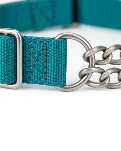 Okly Chain-Limited Pet Collar 36-50 cm Teal Stainless Steel - Detail view